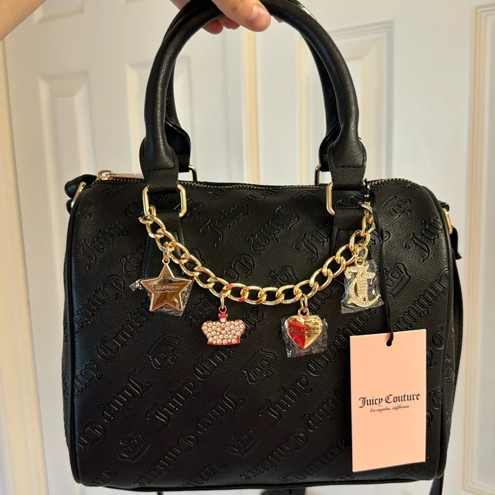 NEW WITH TAGS Juicy Couture Charms Speedy Crossbody Handbag, black - Picture 1 of 6